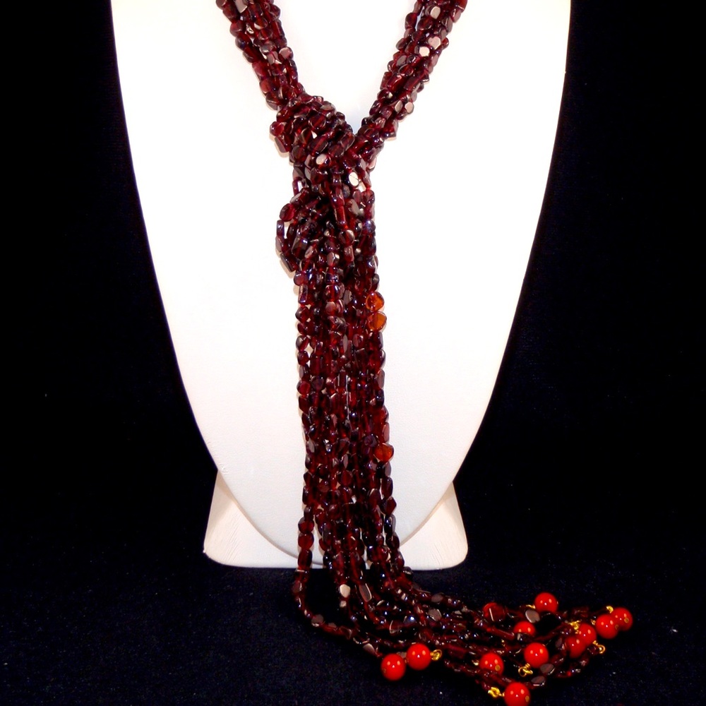 Red garnet “scarf” necklace